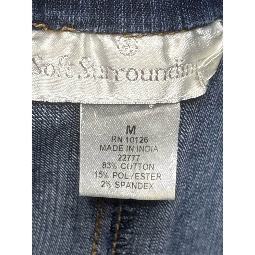 Soft Surroundings - Denim Stylish Jacket - Size M- Dark Wash-Scoop Neck - Picture 8 of 9
